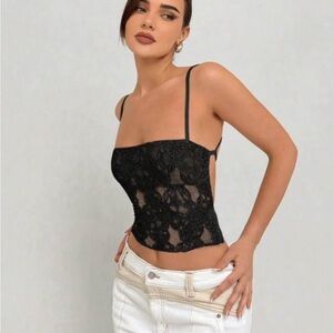 Elegant Black Lace Women's Top